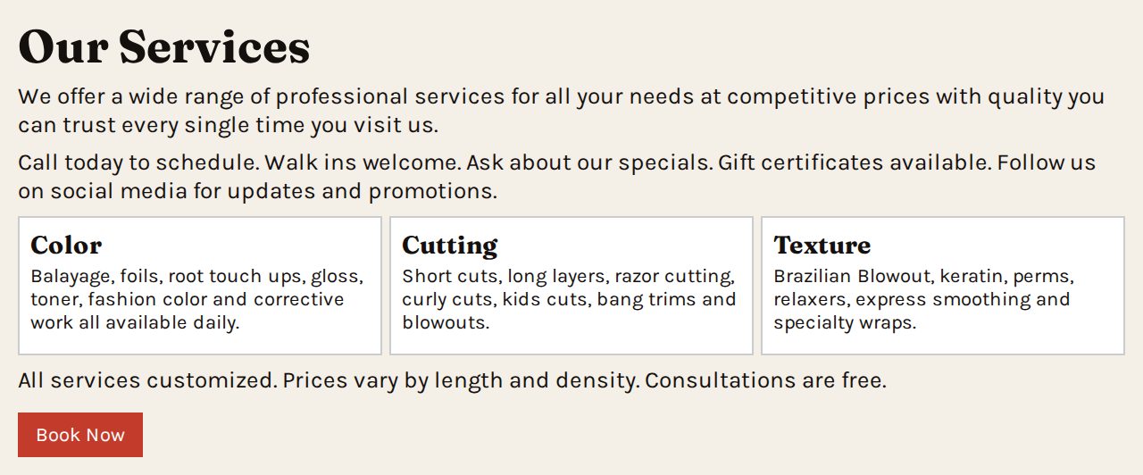 Two versions of a services section, one crowded and one with generous spacing