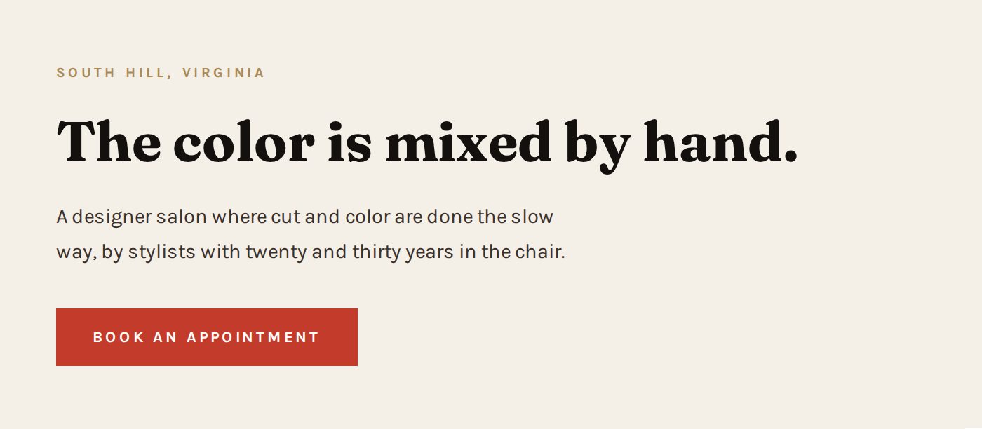 Two versions of a hero, one in mixed default fonts and one with a considered type pairing